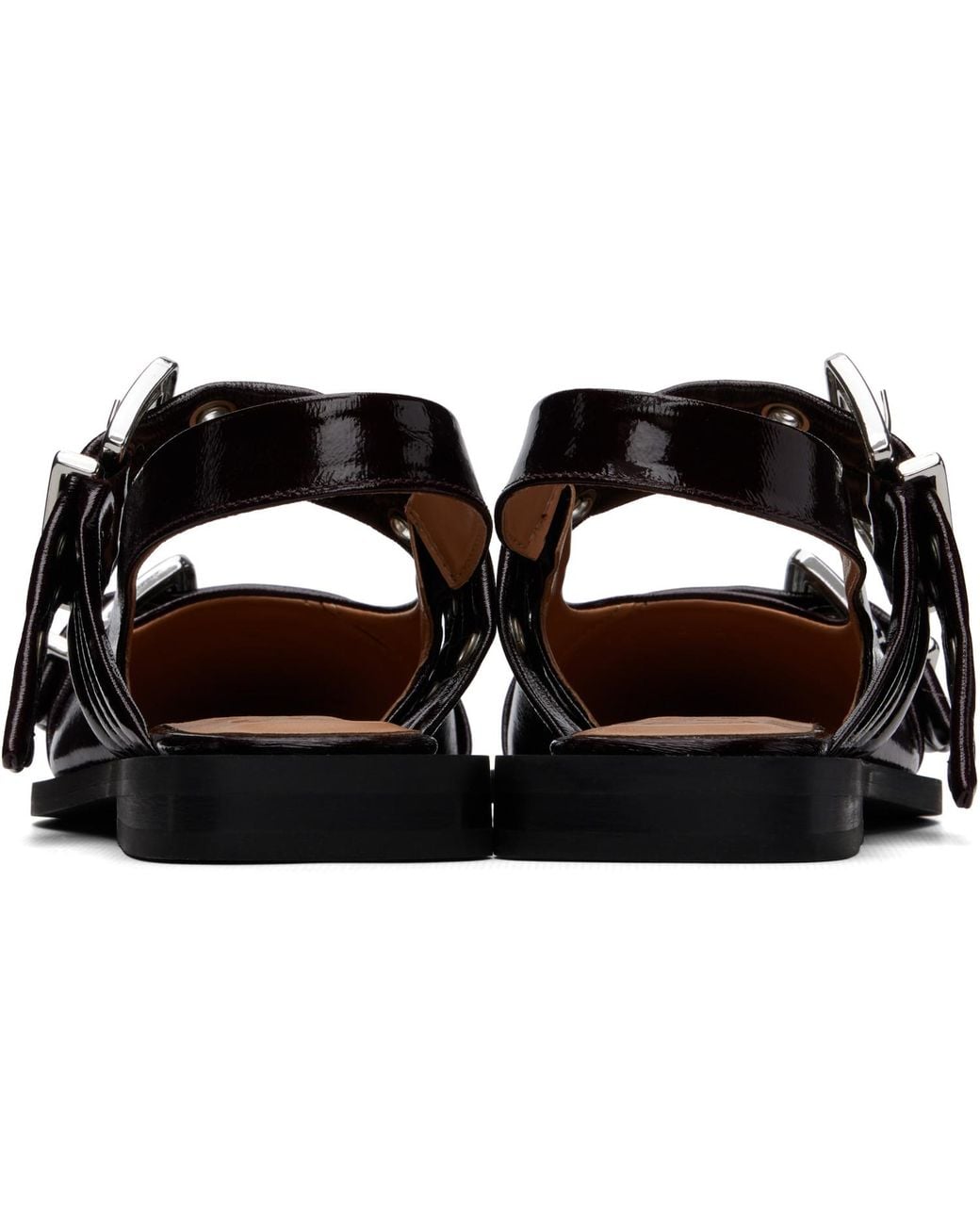 Ganni Black Feminine Buckle Ballerina Flats