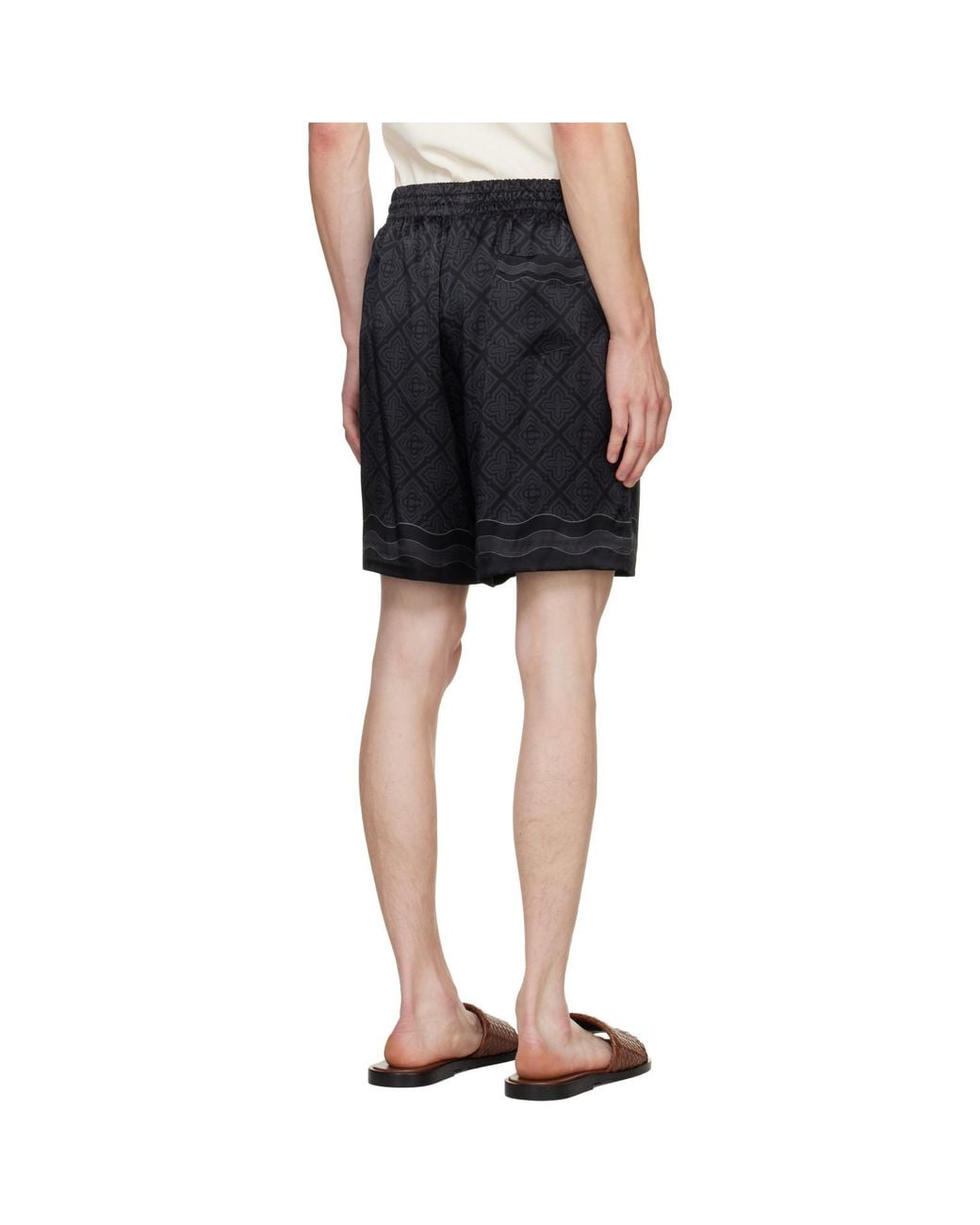 Casablanca Black Silk Shorts for men