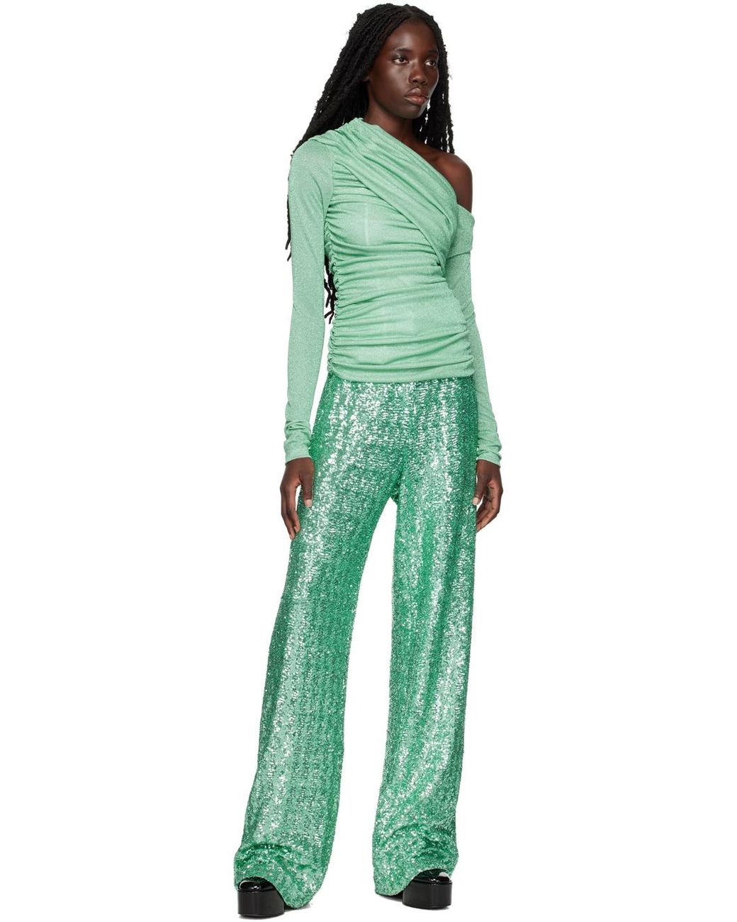 MSGM Green Asymmetrical Top