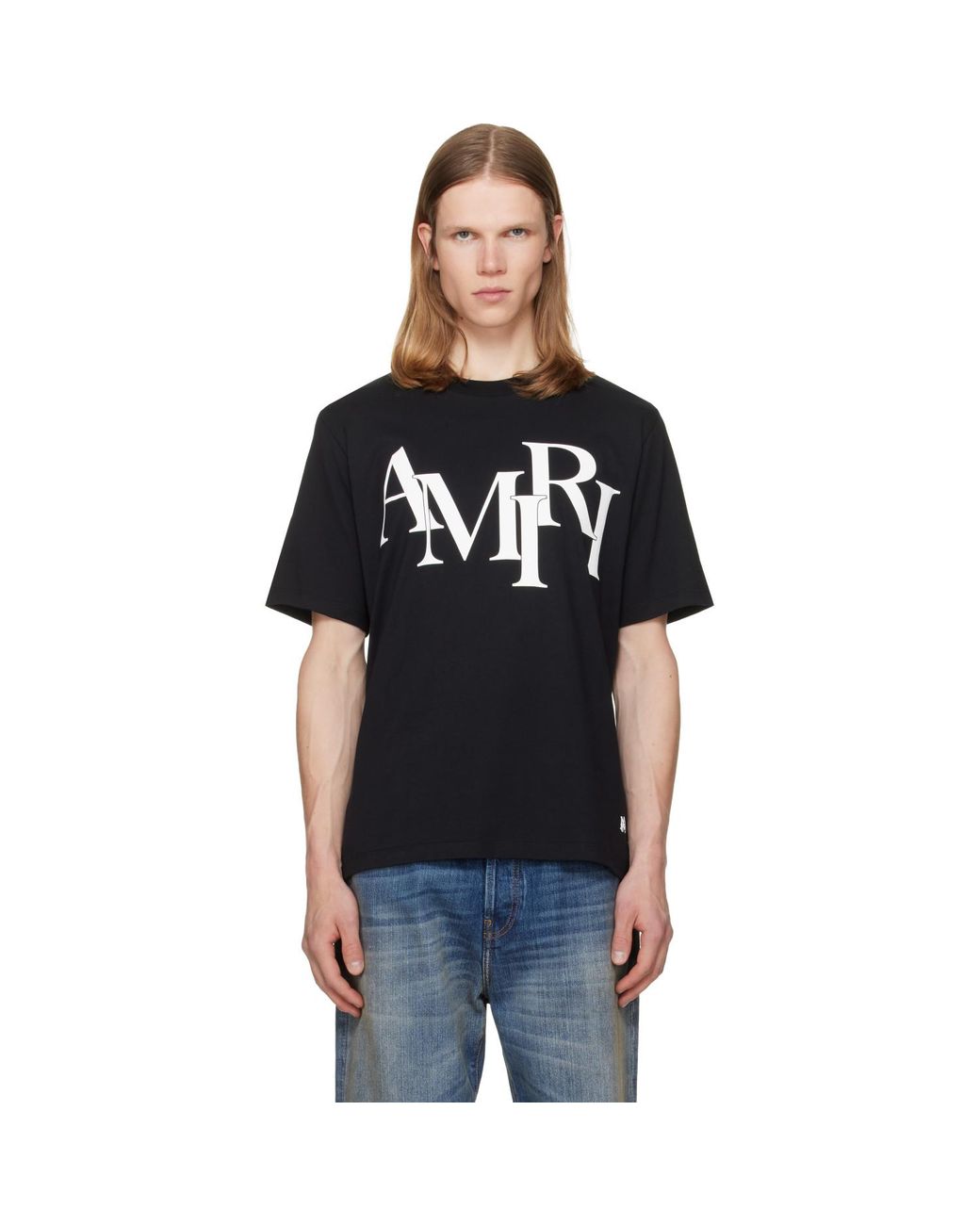 Amiri Black Staggered Logo' T-Shirt for men