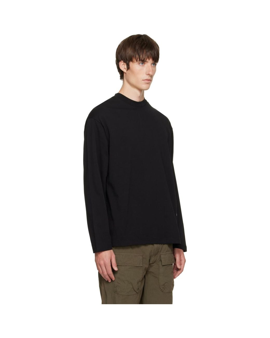 Moncler Black Re-Icon Cotton Jersey Long Sleeve T-Shirt for men