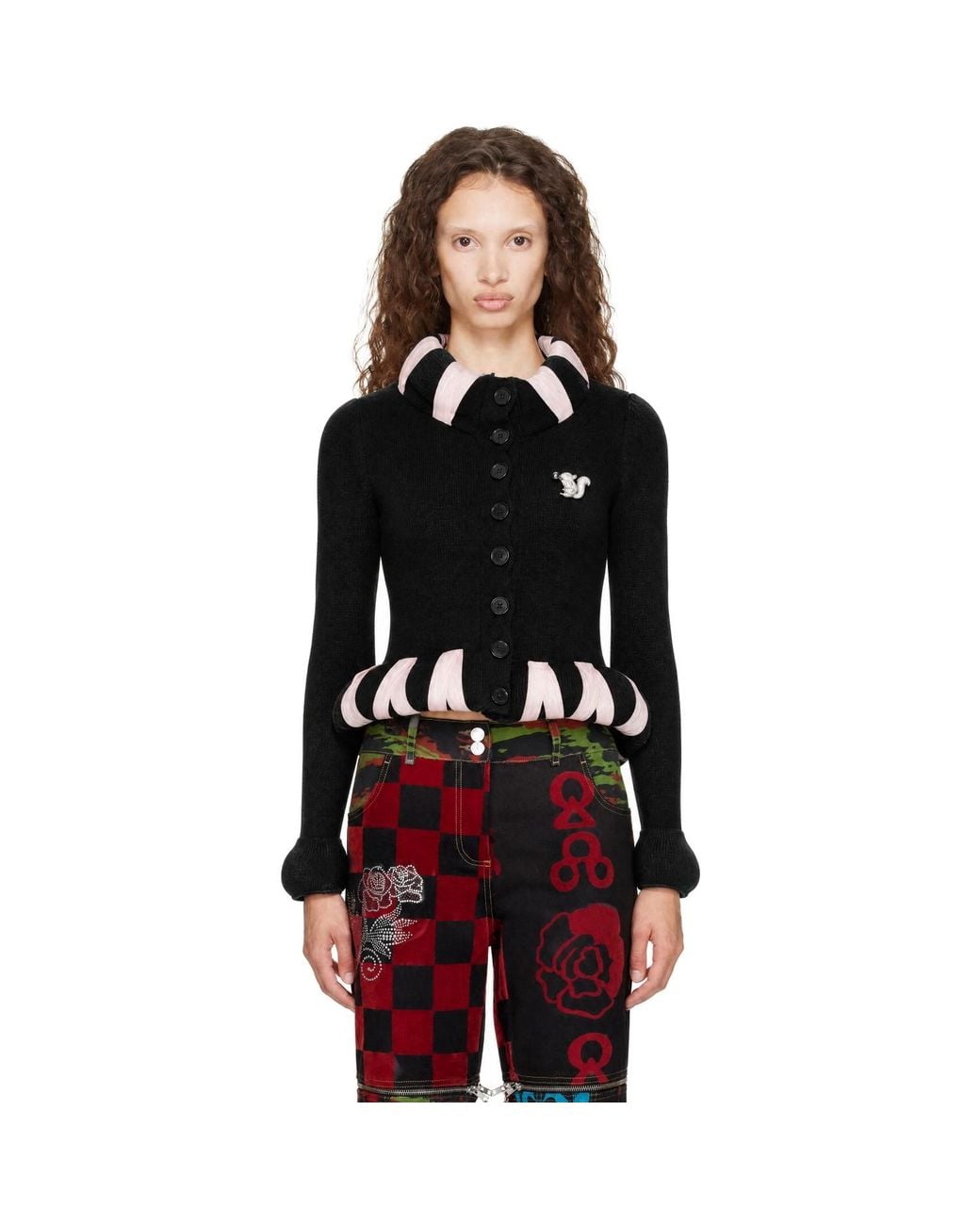 Chopova Lowena Black Cribbage Cross Cardigan
