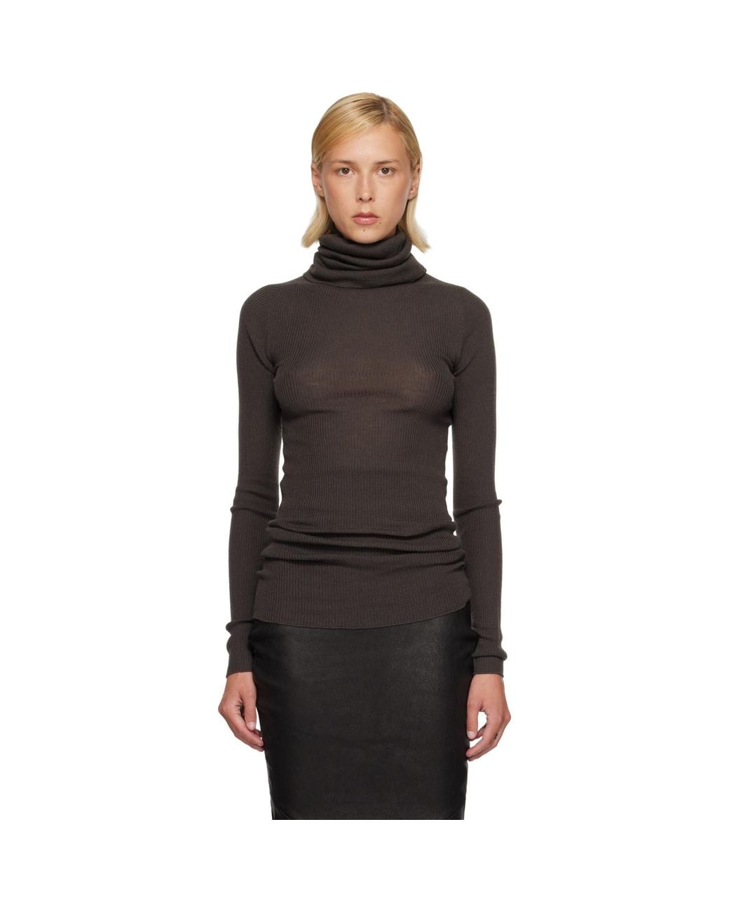 Rick Owens Black Tower Ls Tube Turtleneck