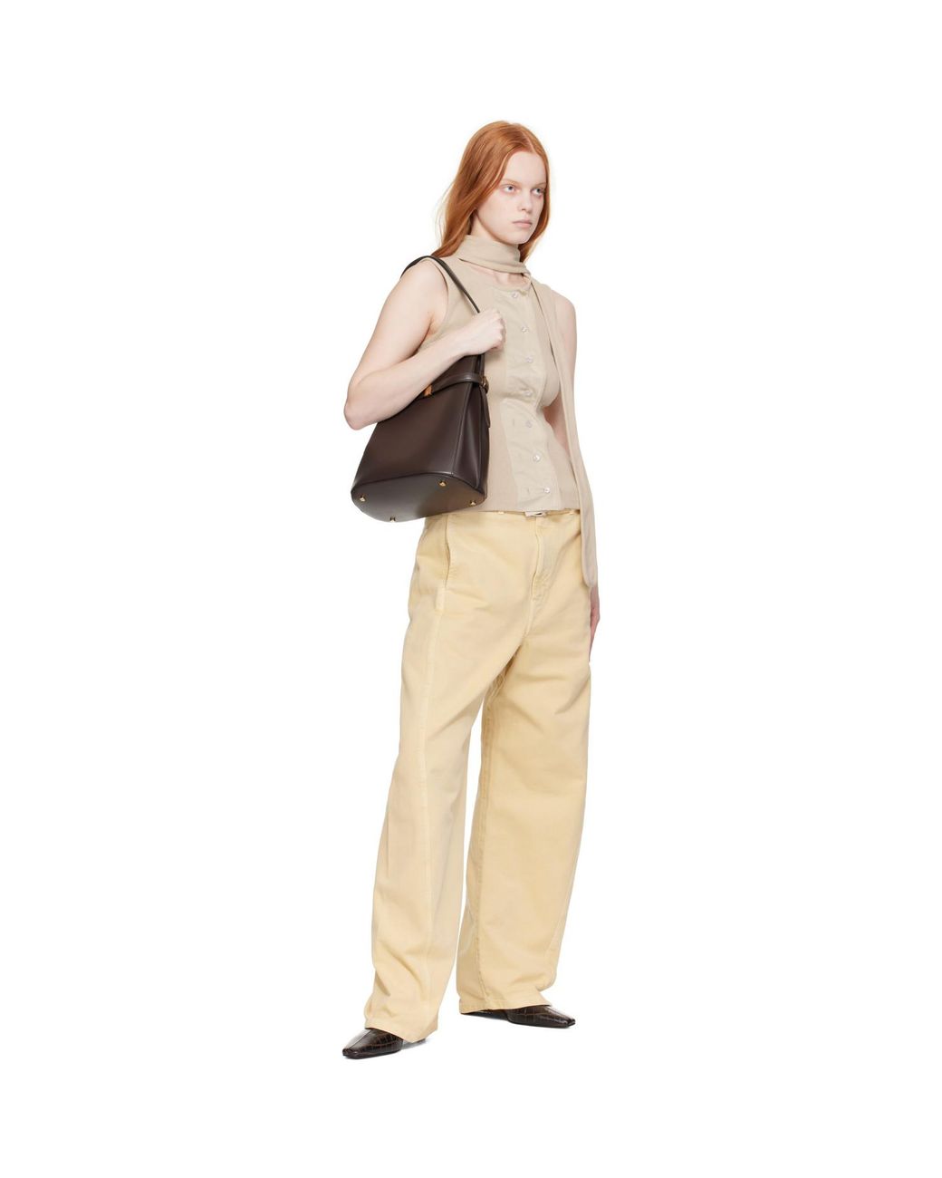 Totême Black Belted Leather Bucket Bag