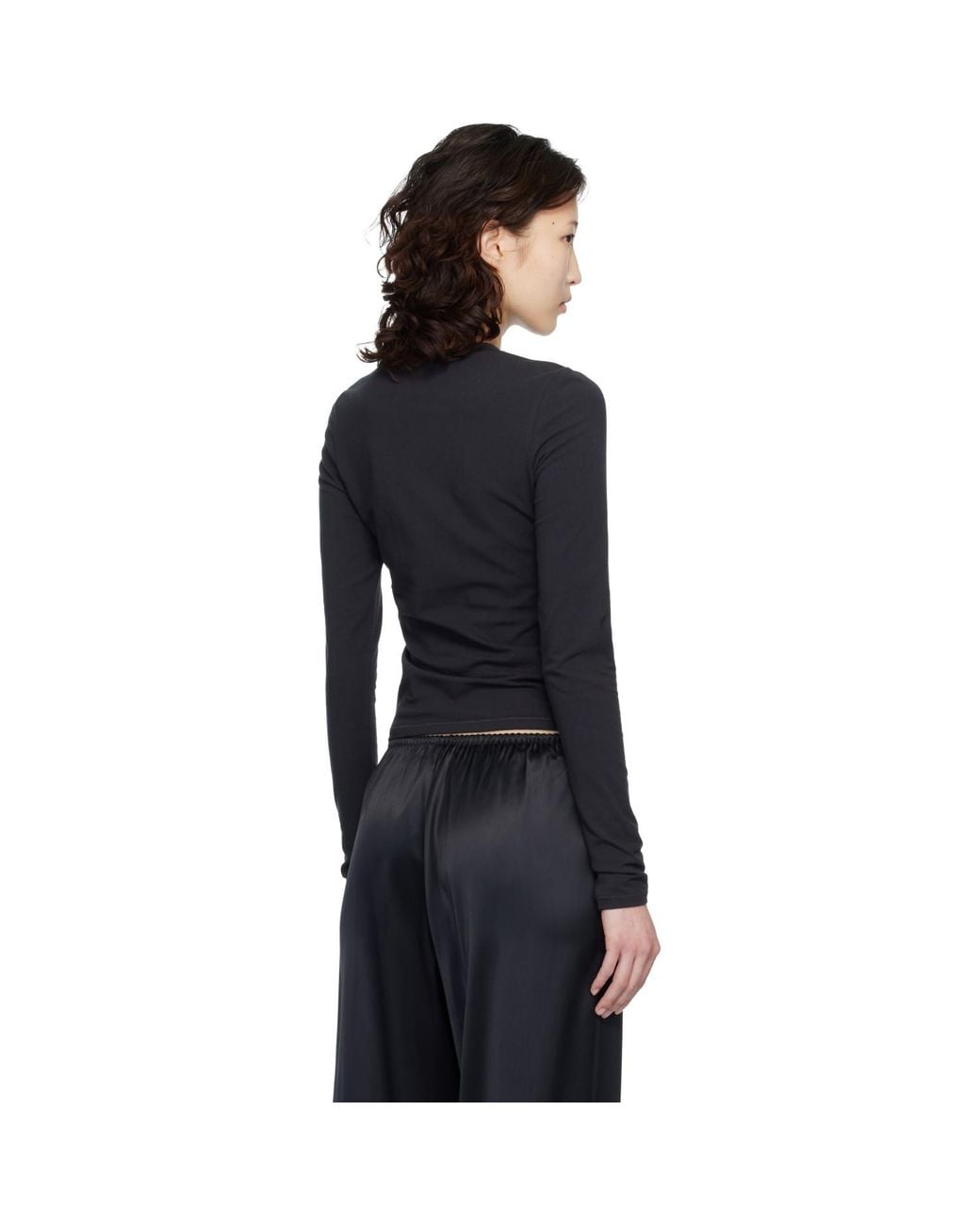 Skims Black Cotton Jersey Long Sleeve T-Shirt