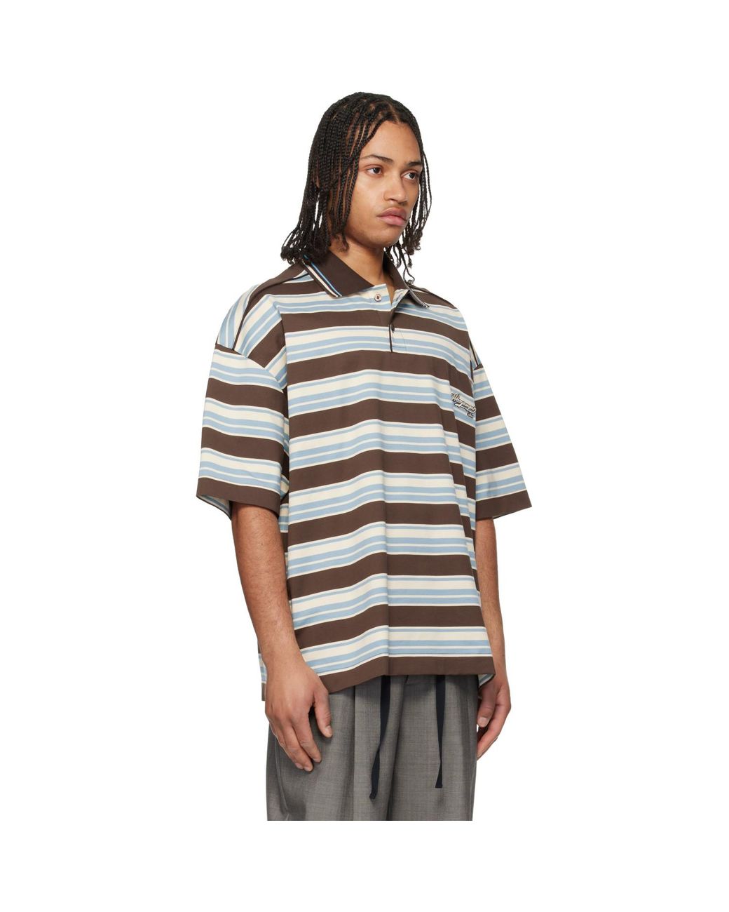 Wooyoungmi Black Striped Polo for men