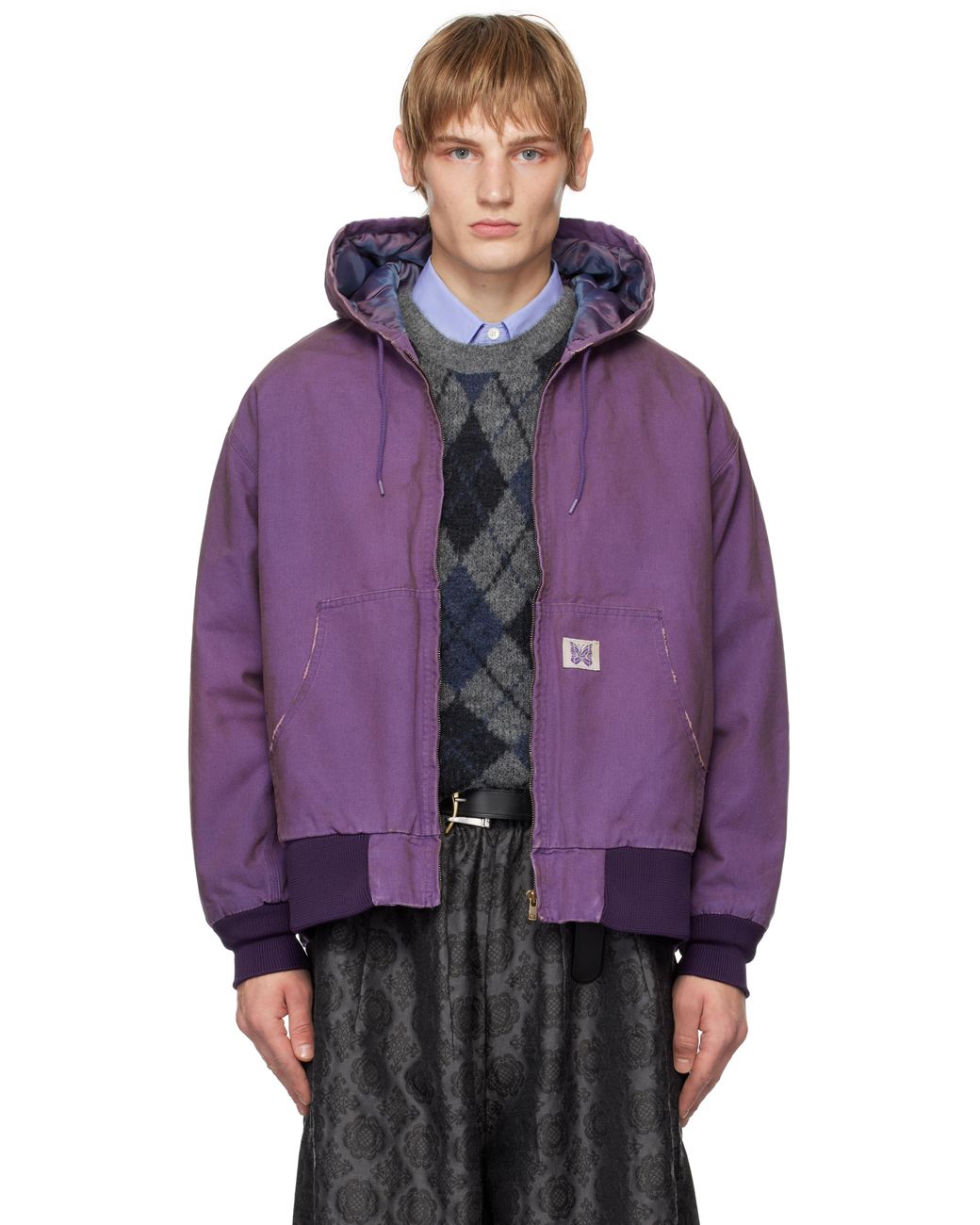 【関税込み】NEEDLES パープル Work ジップフーディ needles-A-Purple-Zipped-Work-