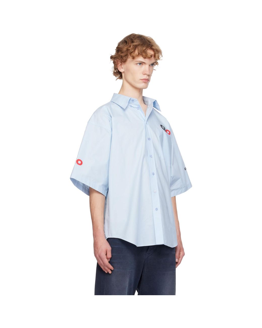 Balenciaga Blue Cotton Poplin Oversized Shirt for men
