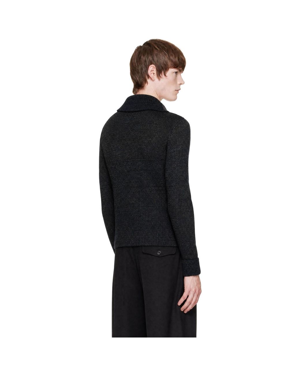 RRL Black Wool Shawl Cardigan for men