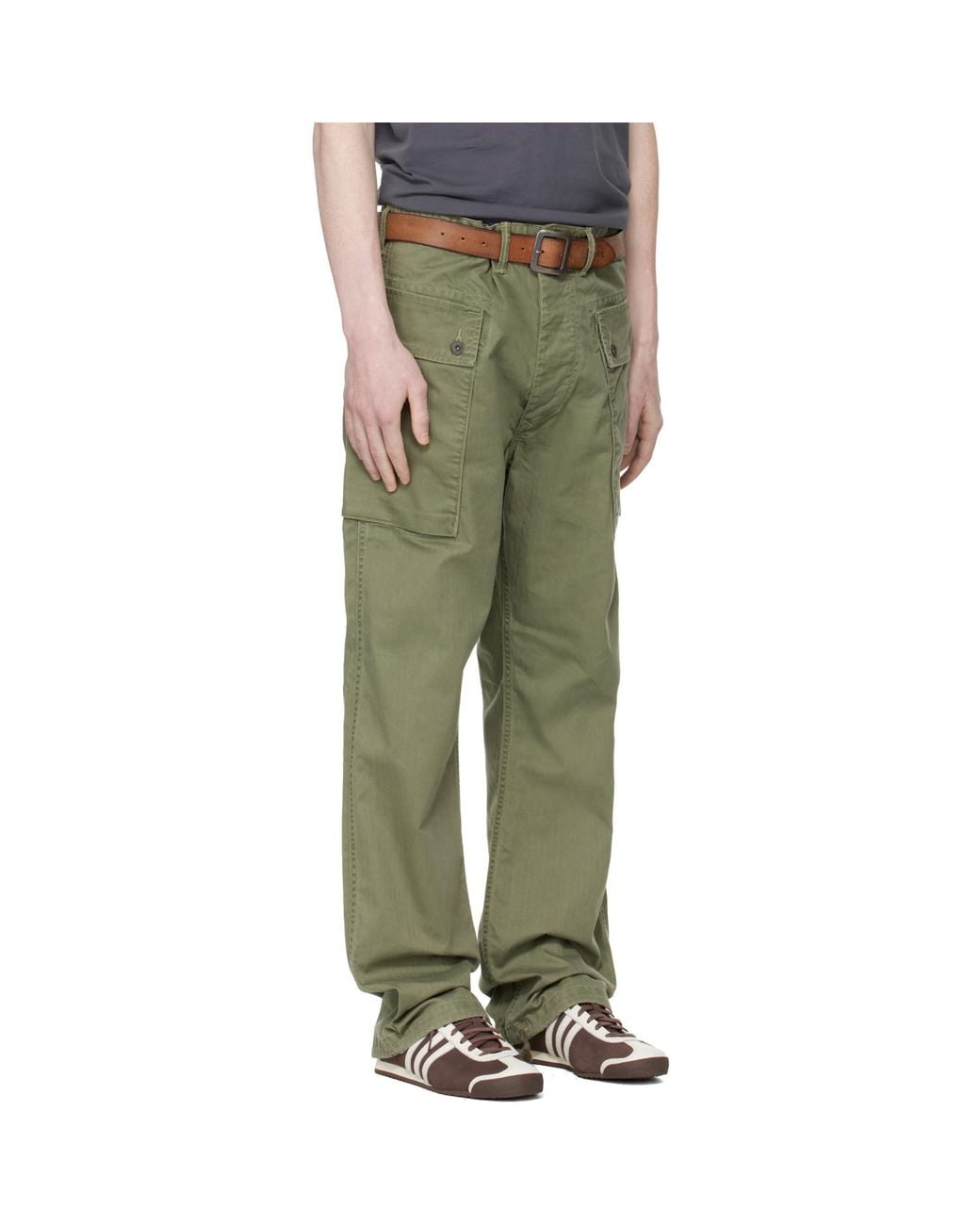 RRL Green Herringbone Field Cargo Pants for men