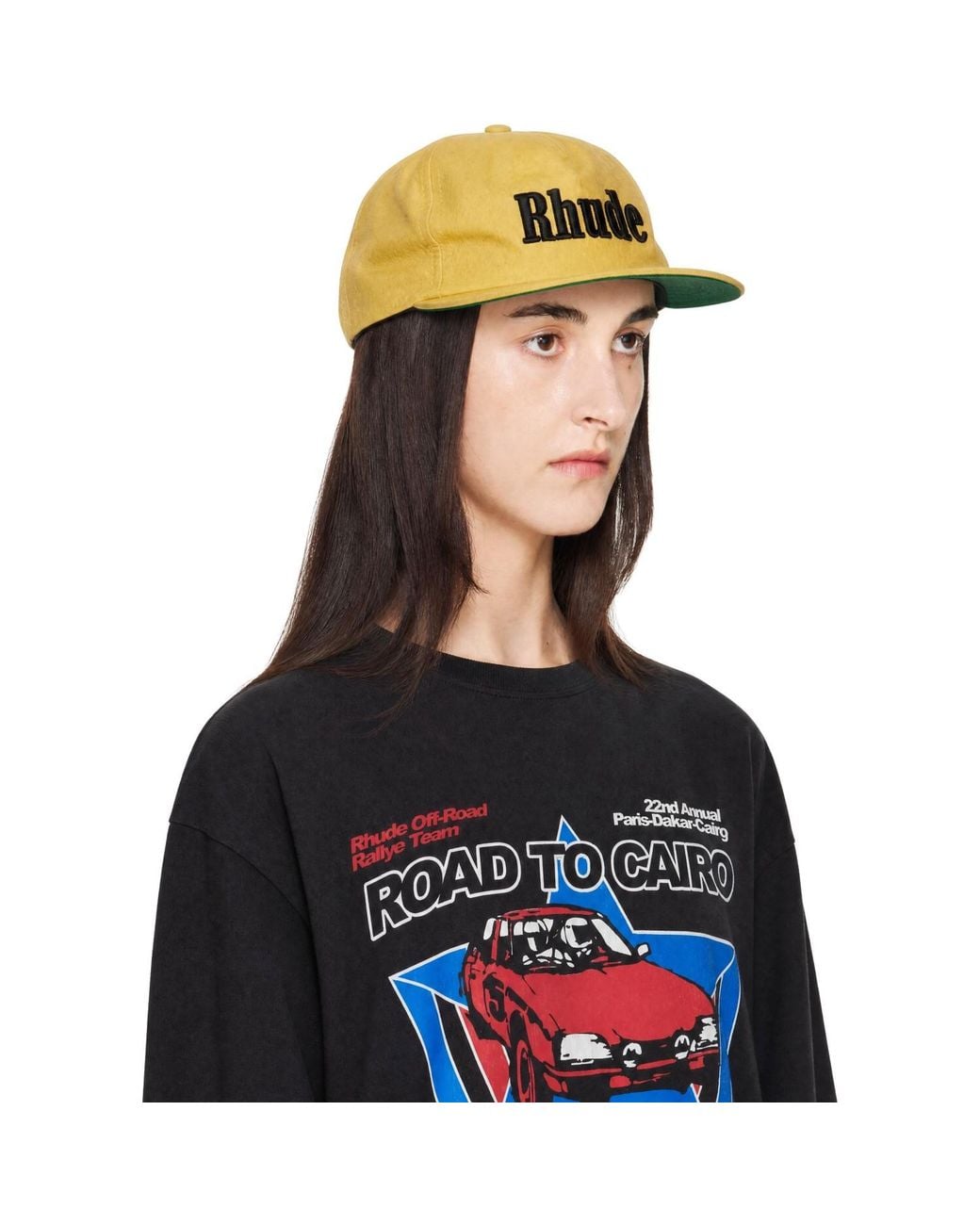 Rhude Blue Logo Leather Cap