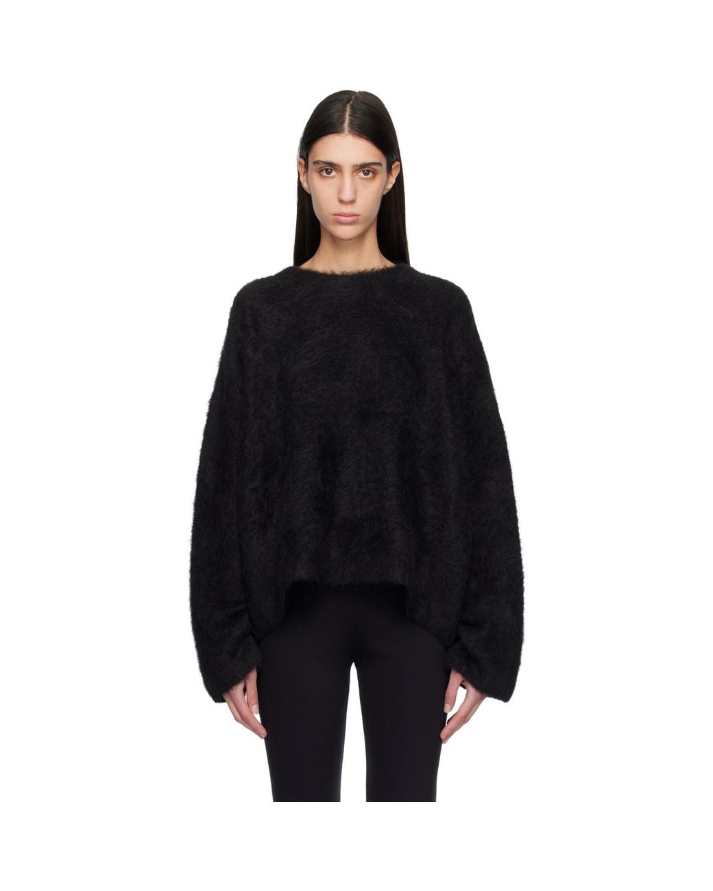 Totême Black Boxy Alpaca Knit Sweater