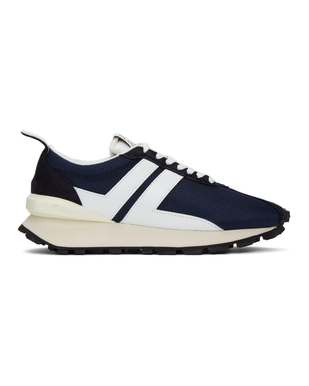Lanvin Navy Mesh Bumper Sneakers in 