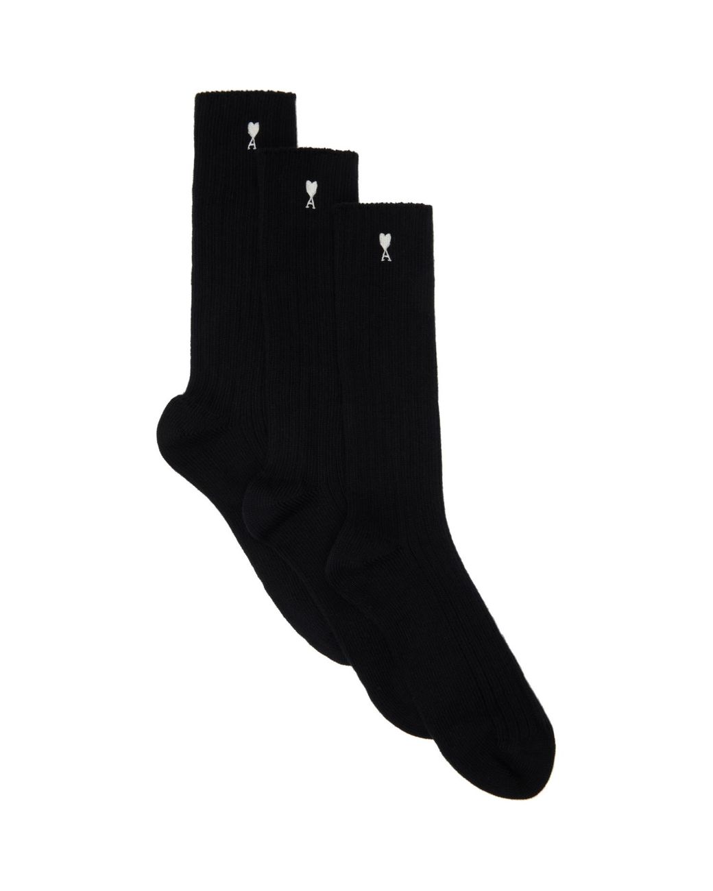 AMI Black Three-Pack Ami De Coeur Socks for men
