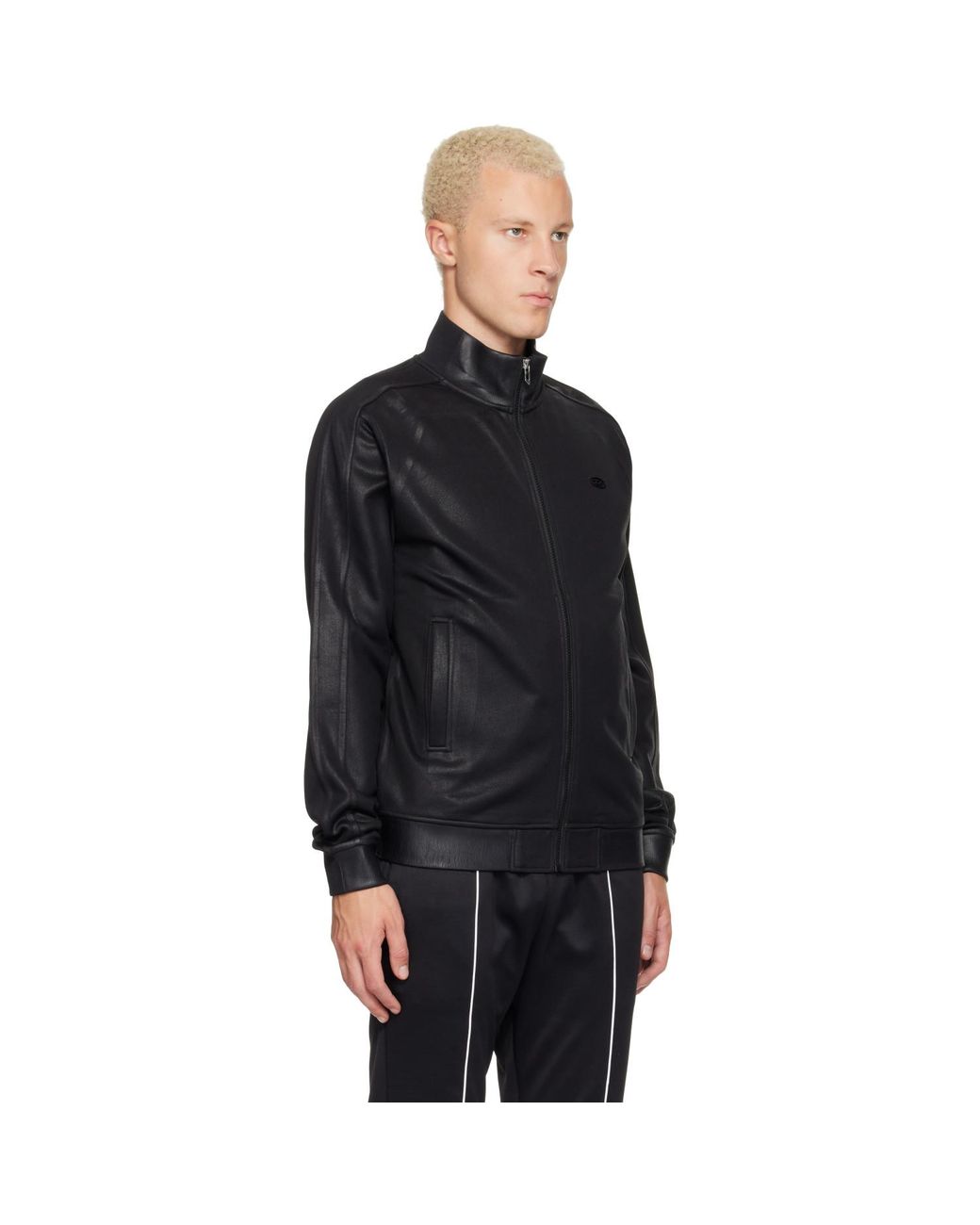 DIESEL Black Glossy Zip Sweater for men