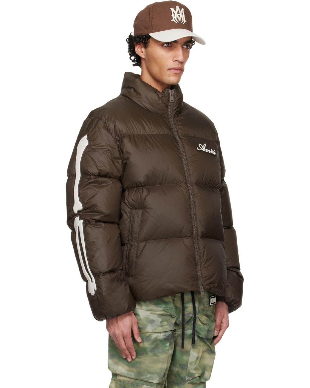 Amiri Brown Bones Down Jacket for men