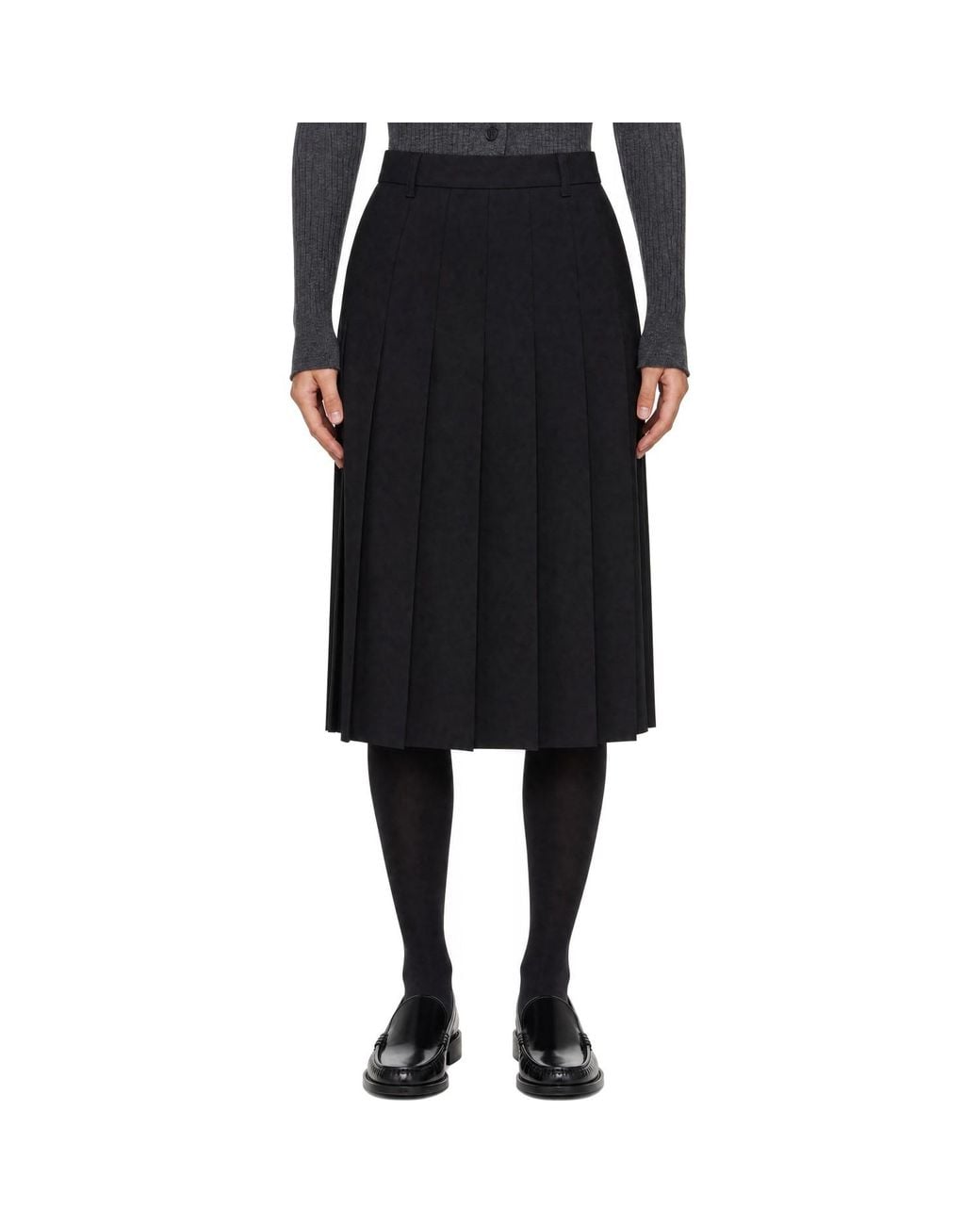 DUNST Black Pleats Midi Skirt