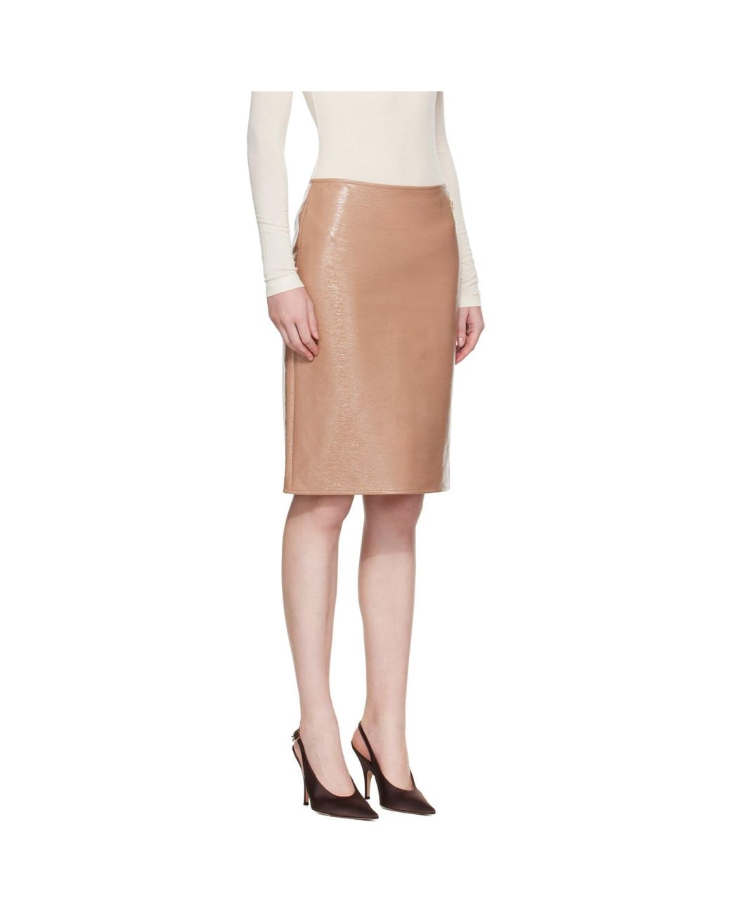 Courreges Natural Vinyl Midi Skirt