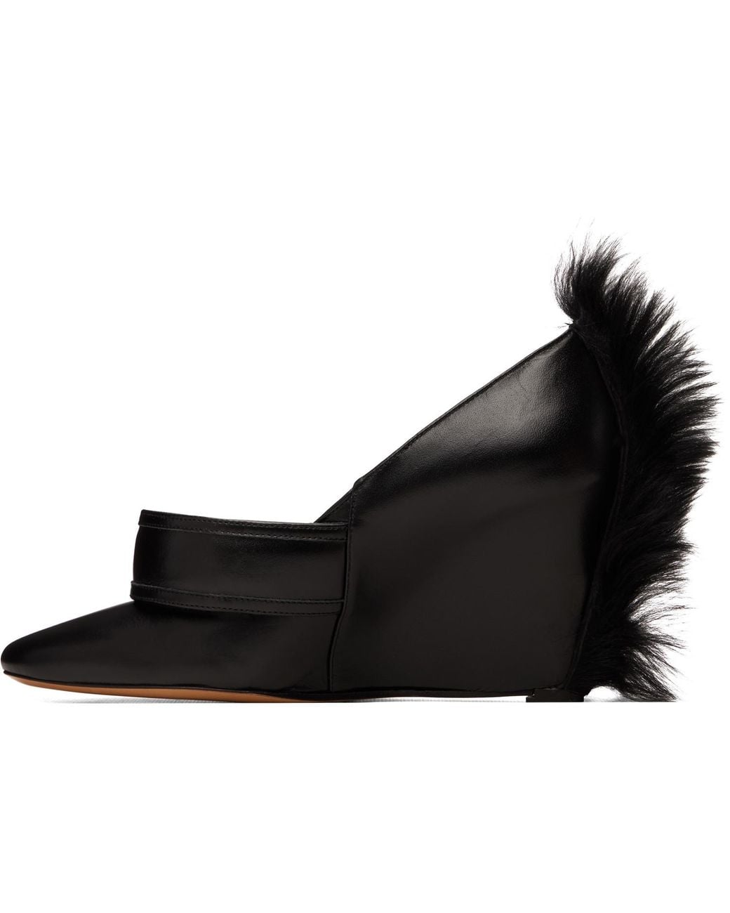 VAQUERA Black Leather Shearling Heels
