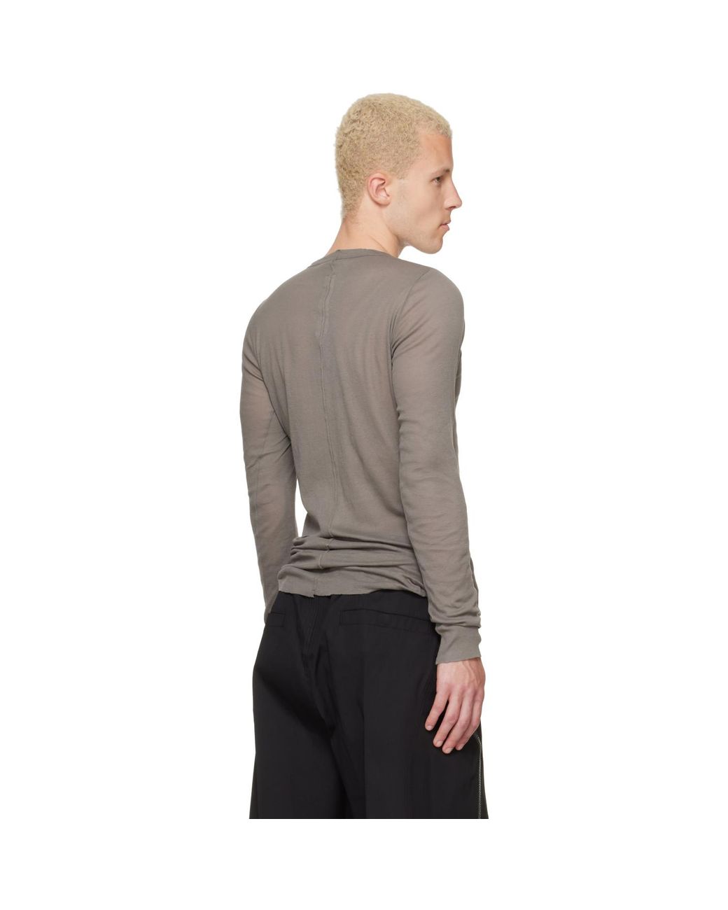Rick Owens Gray Tower Rib Ls T-Shirt for men