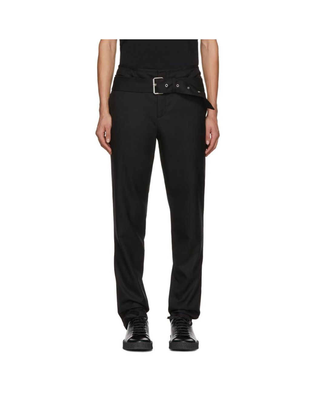 Helmut Lang Black Double Waistband Trousers for Men | Lyst