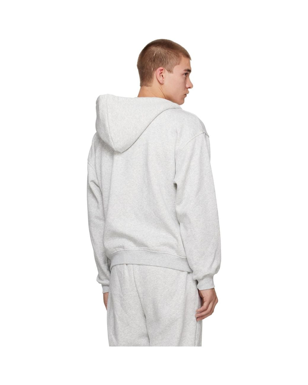 Skims Gray Fleece Lounge Relaxed Zip-Up Hoodie for men