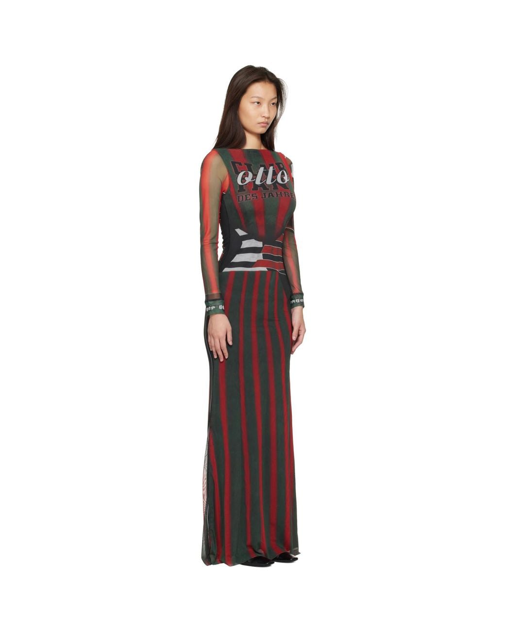 OTTOLINGER Purple Mesh Longsleeve Maxi Dress
