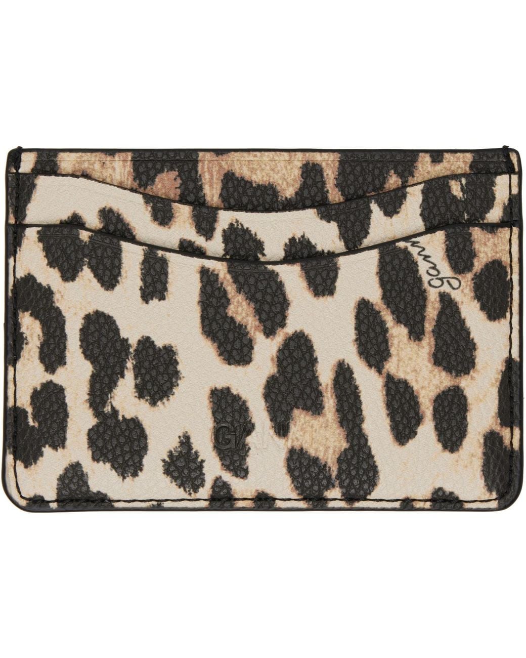 Ganni Metallic Leopard Grained Bou Card Holder