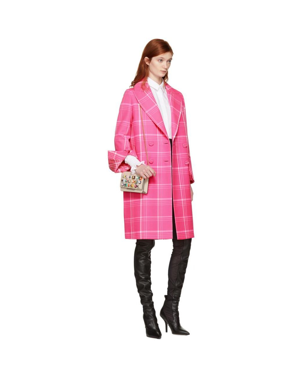 Fendi Pink Plaid Coat | Lyst