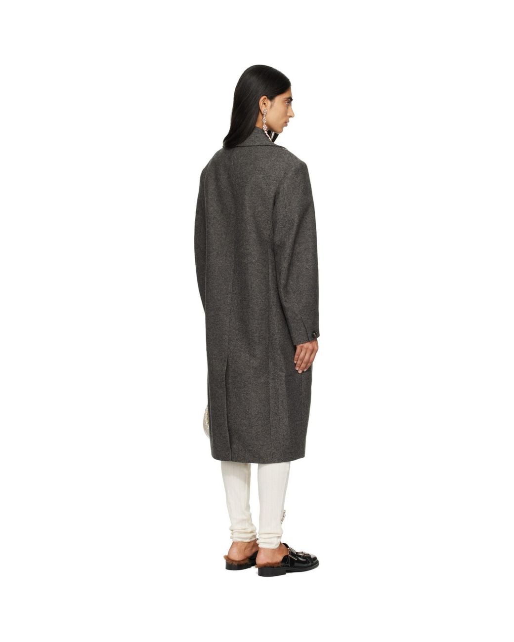 Simone Rocha Black Double Breasted Slash Coat