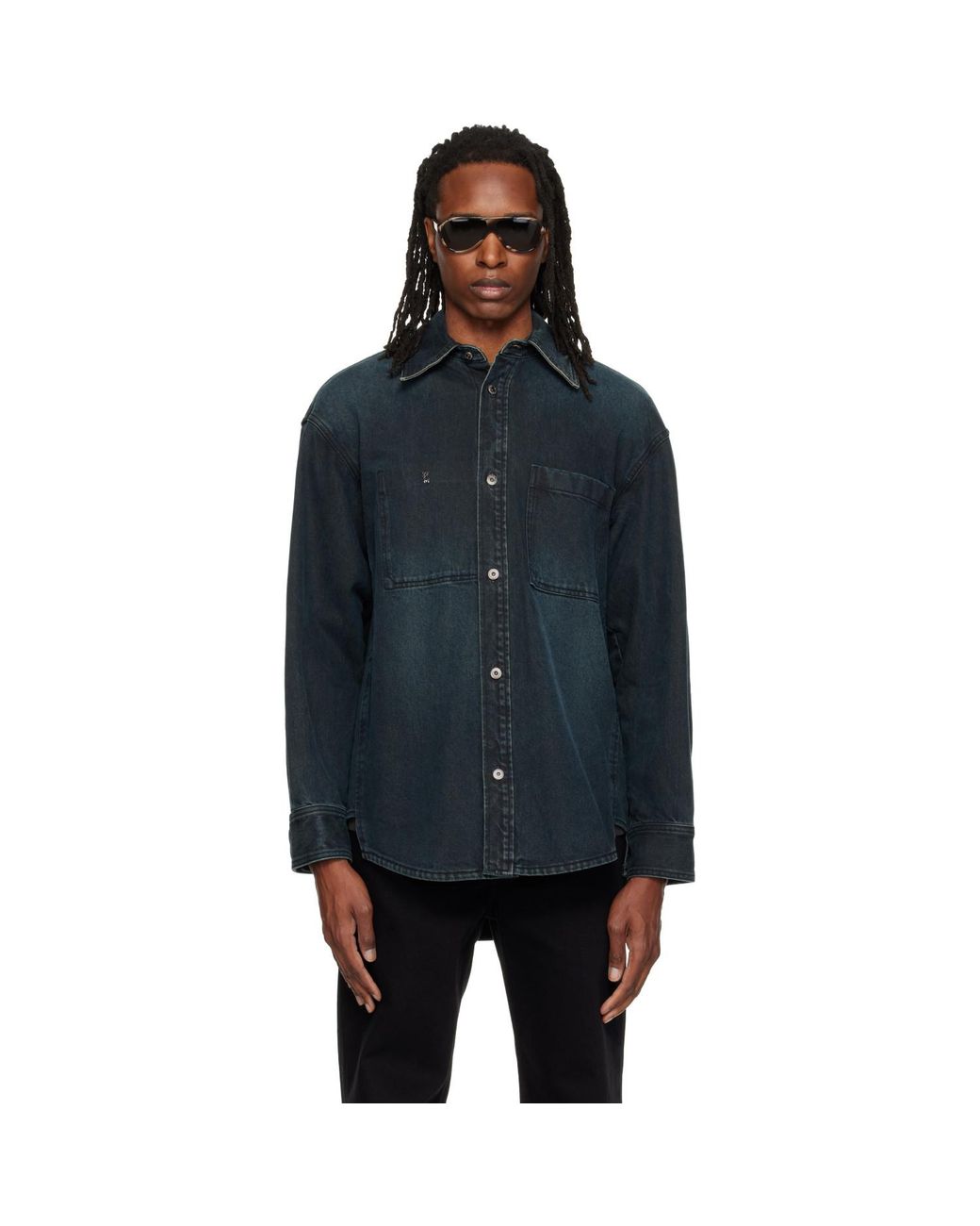 Wooyoungmi Blue Back Logo Denim Shirt for men