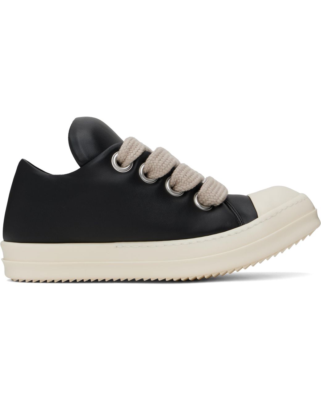 【RICK OWENS】SS25 HOLLYWOOD JUMBOLACED LOW SNEAKS Rick Owens SS25 Hollywood Jumbolaced Black/Milk Low sneakers