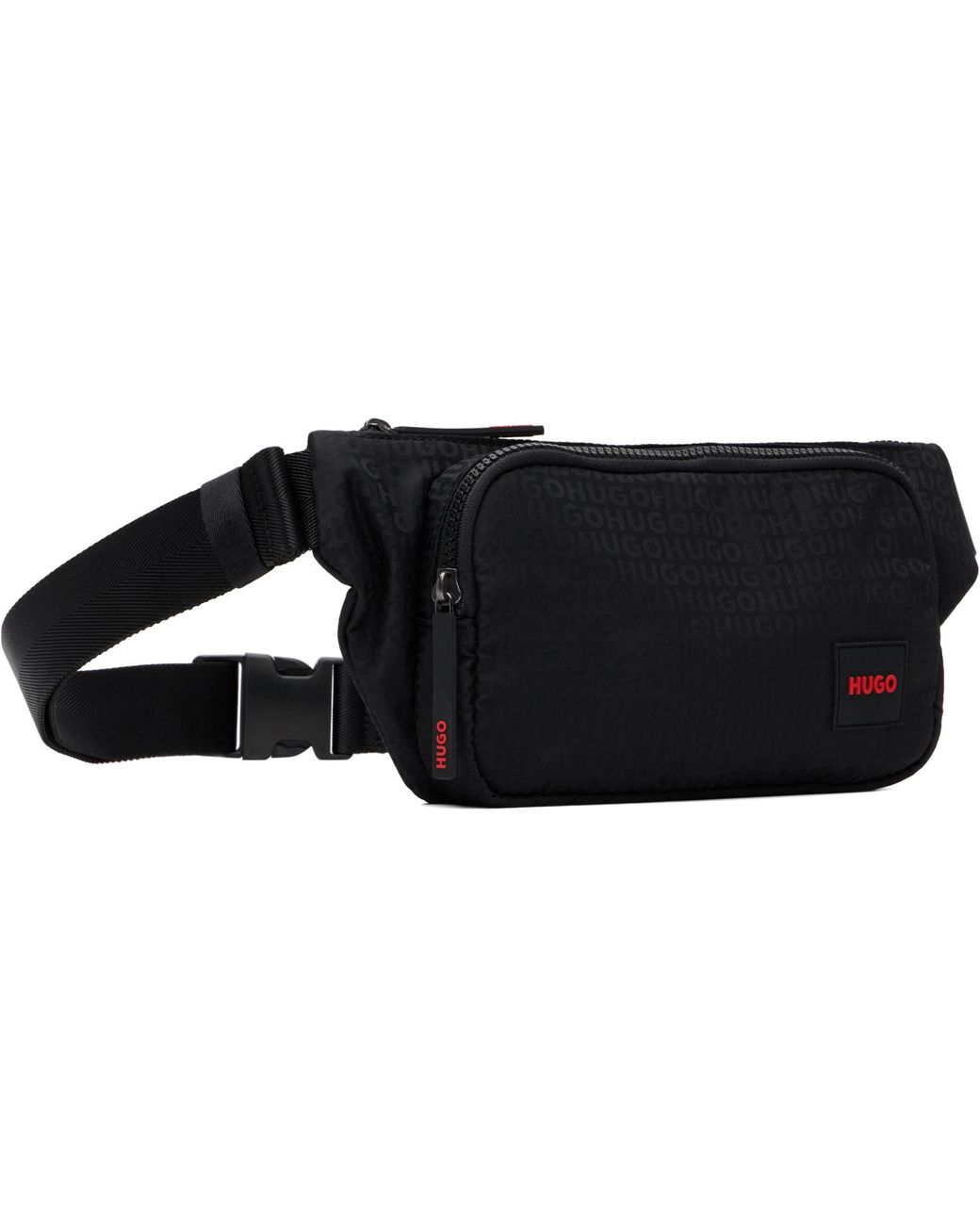 HUGO Black Jacquard Fanny Pack for men