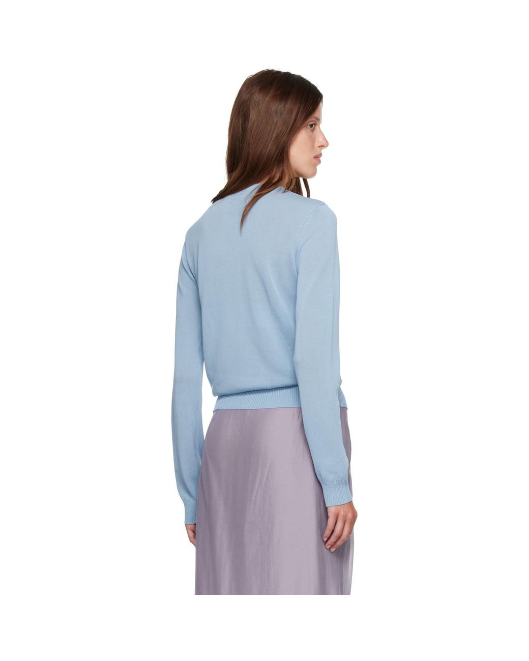 Ganni Blue Argyle Cardigan