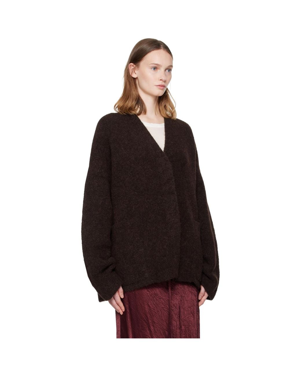 Lauren Manoogian Black Burgundy Double Face Cardigan