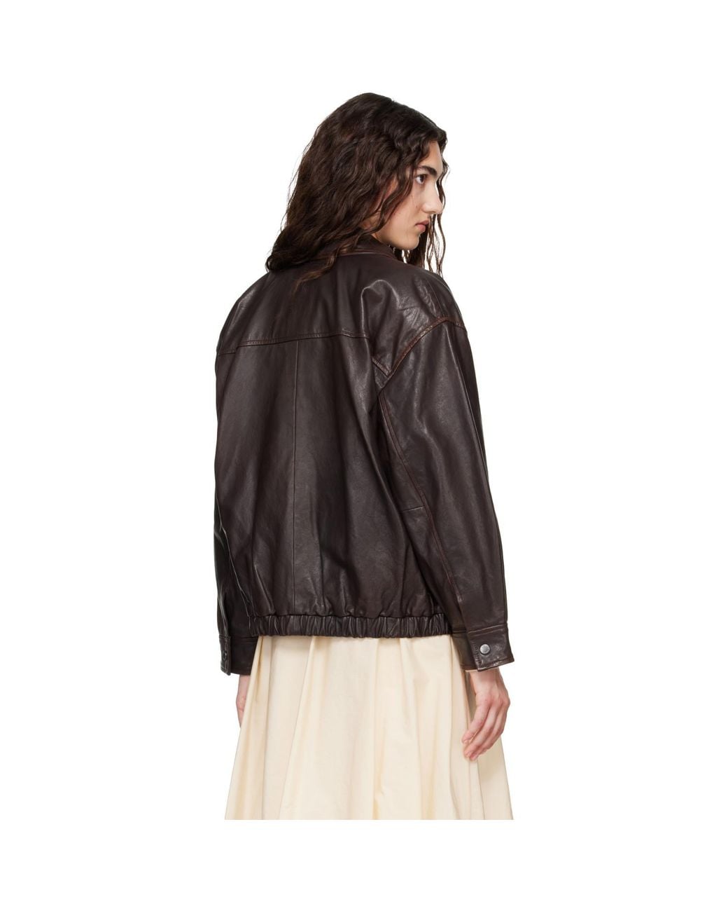 Weekend by Maxmara Black Cose Leather Bomber Jacket