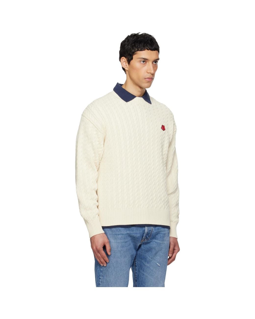 KENZO Natural Off- Paris 'Boke Flower' Knit Sweater for men