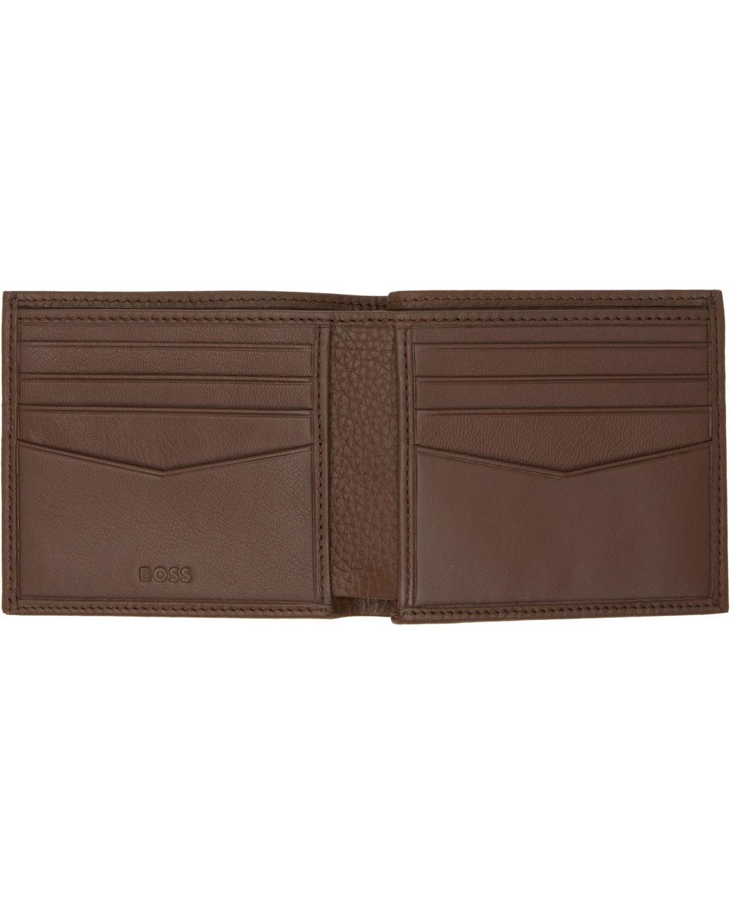 Boss Brown Grained Leather Wallet for men