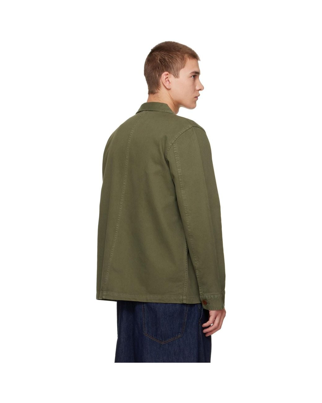Nudie Jeans Green Khaki Barney Worker Jacket for men