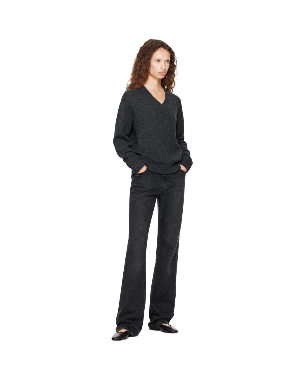 DUNST Black Cashmere V-Neck Sweater