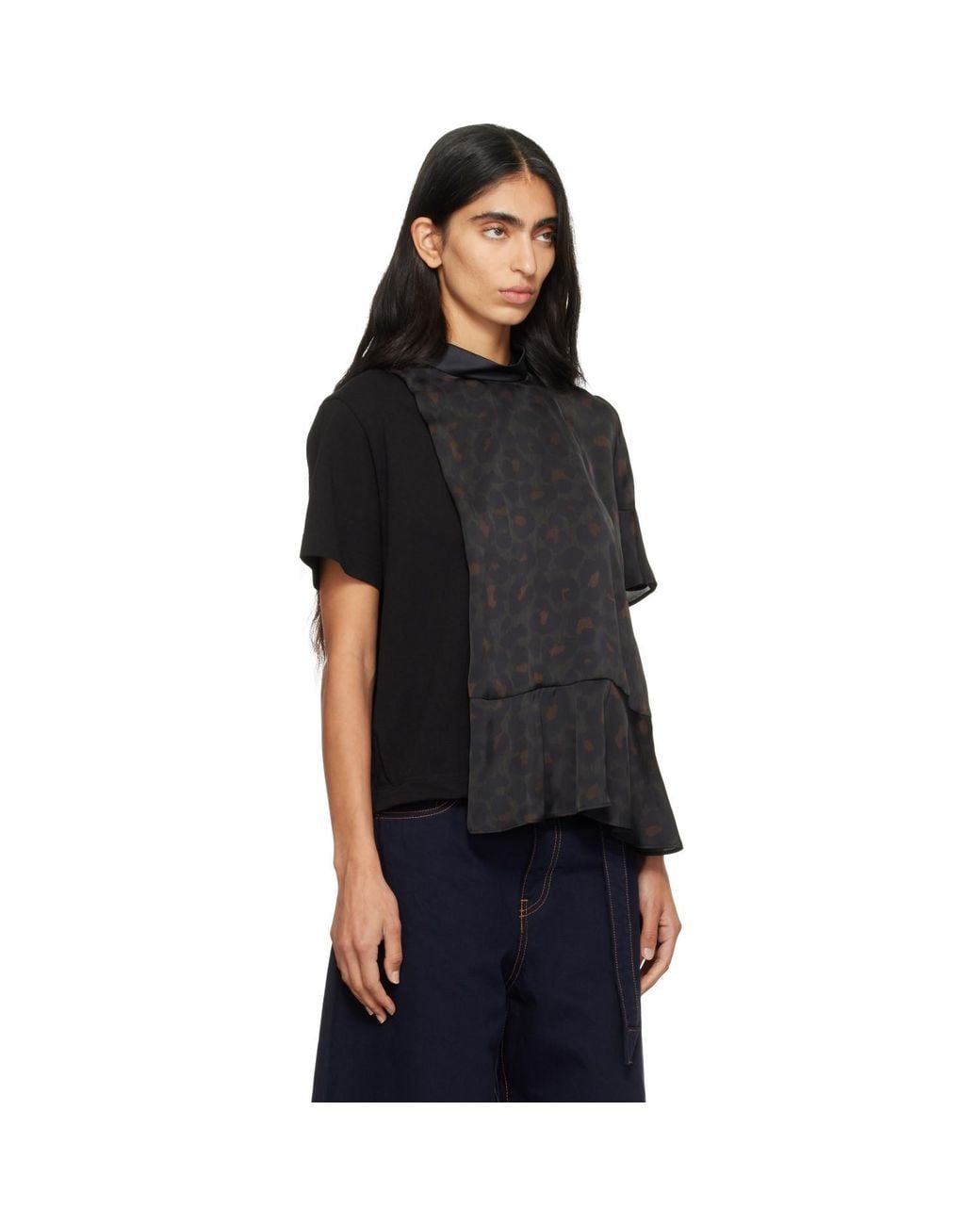 Sacai Black Leopard Jersey T-Shirt