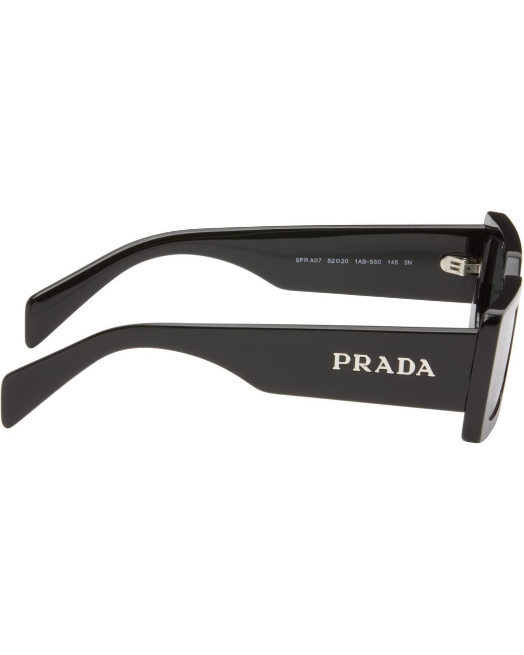 Prada Gray Rectangle Acetate Script Logo Sunglasses