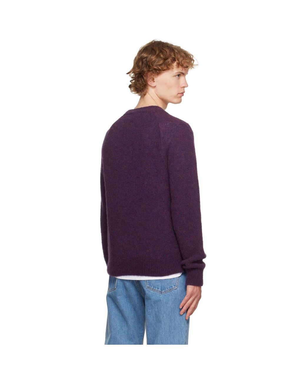 Dries Van Noten Purple Alpaca Sweater for men