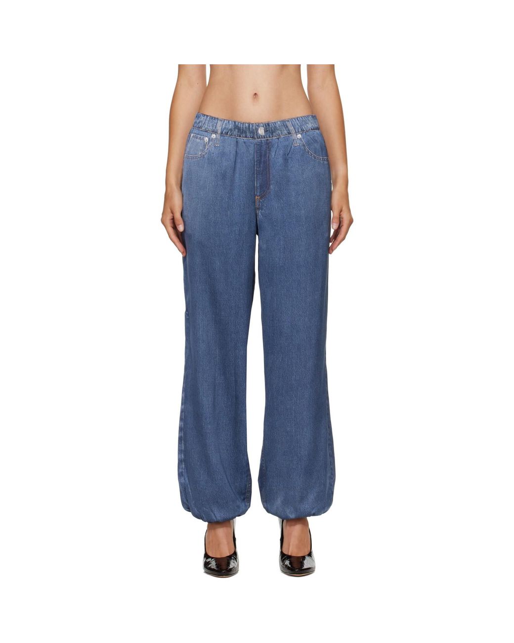 Rag & Bone Blue Miramar Satin Bubble Lounge Pants