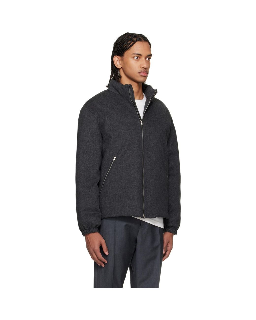 Jil Sander Black Wool Melton Down Jacket for men
