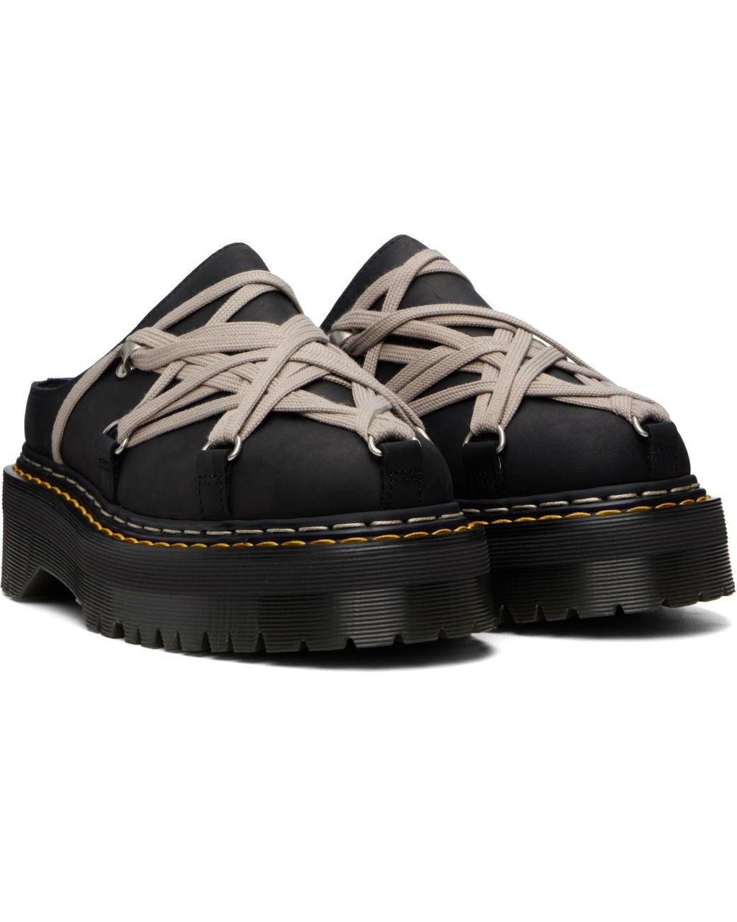 Rick Owens Black Dr. Martens Edition Quad Sole Megalace Loafers for men