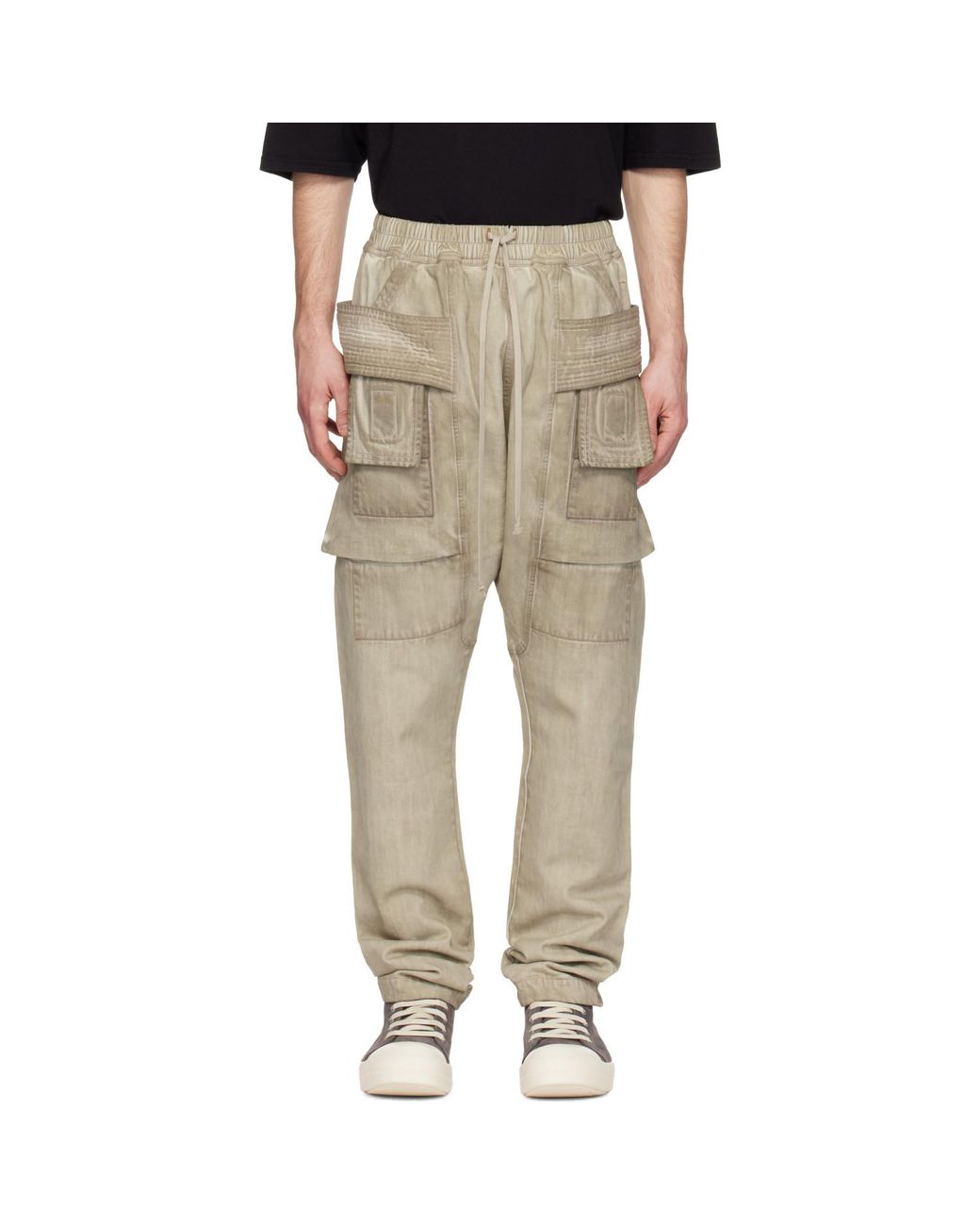 Rick Owens Natural Temple Creatch Denim Cargo Pants for men