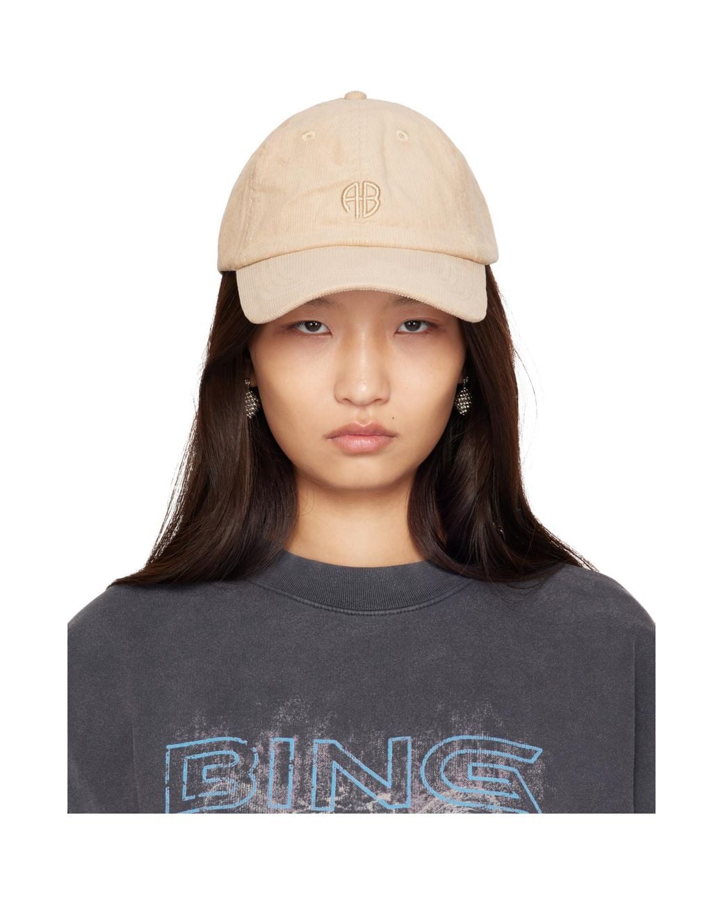 Anine Bing Blue Jeremy 'Ab' Corduroy Baseball Cap
