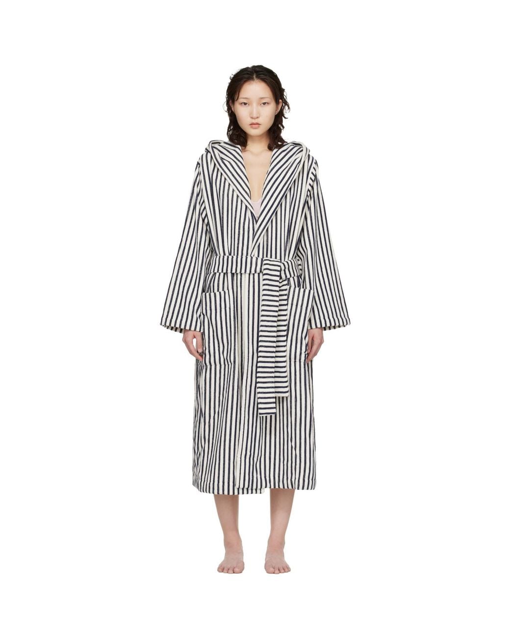 Tekla Black Terry Hooded Bathrobe