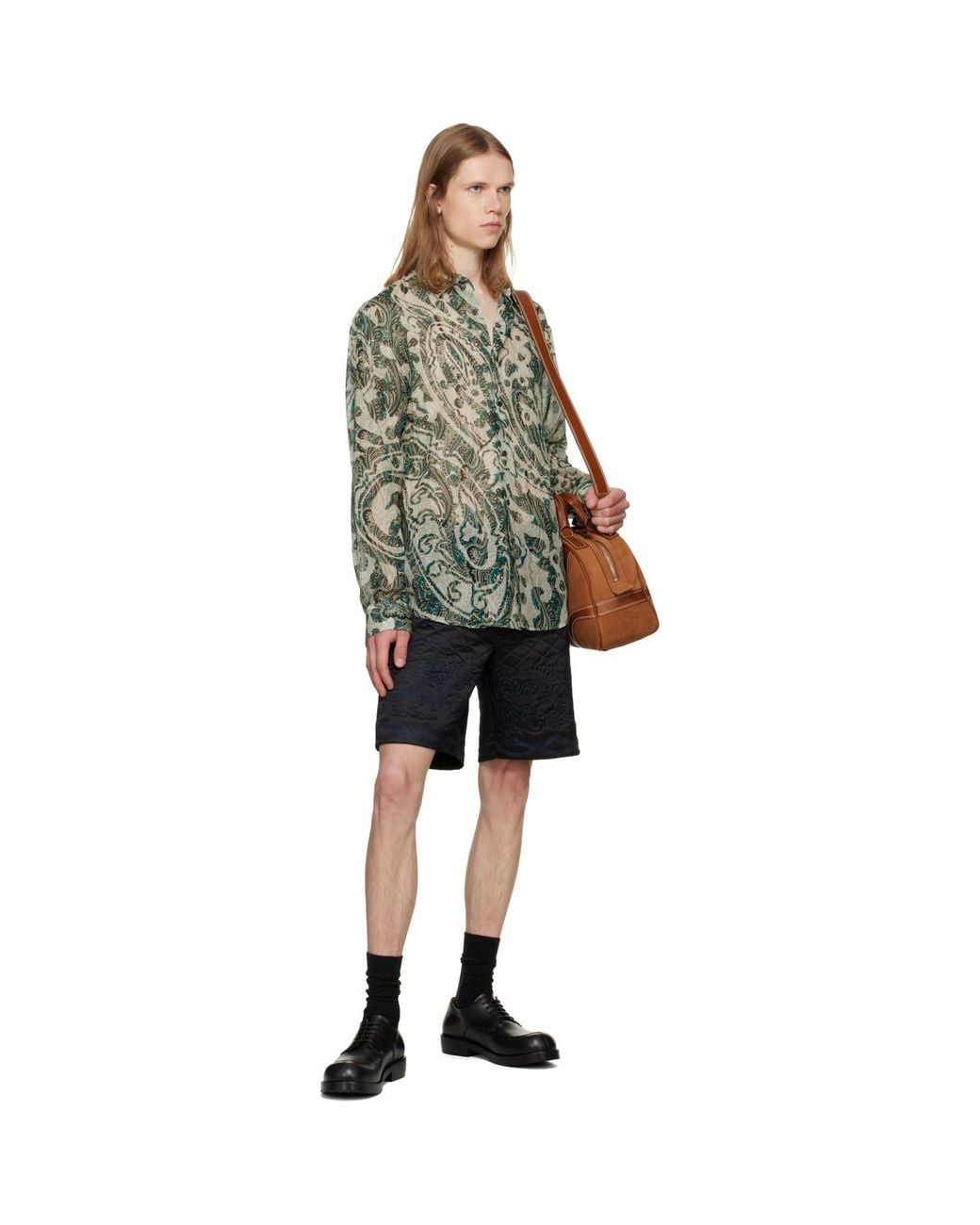 Dries Van Noten Black Ssense Exclusive Quilted Silk Shorts for men